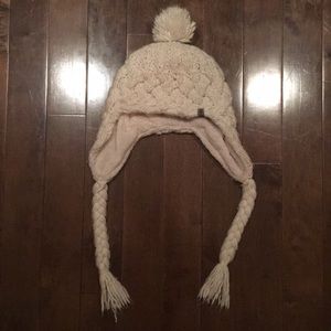 The North Face Cream Knit Hat Fleece Lined